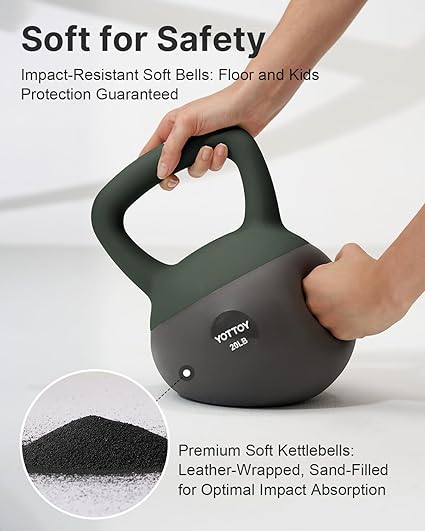 YOTTOY 10 lb Soft Kettlebell with Anti-Slip Base & Impact-Resistant Design