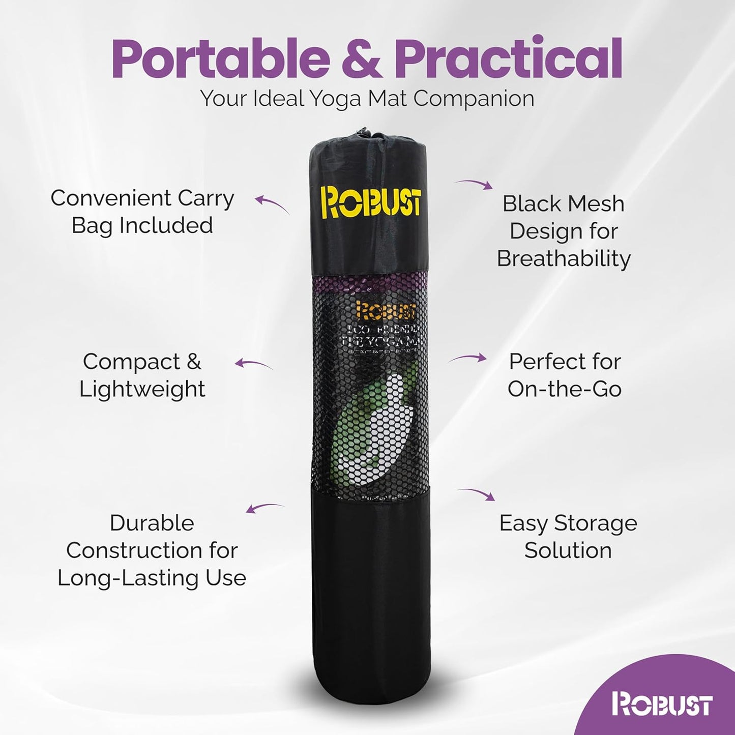 Premium Non-Slip Yoga Mat - Eco-Friendly TPE with Alignment Guide & Carrying Strap