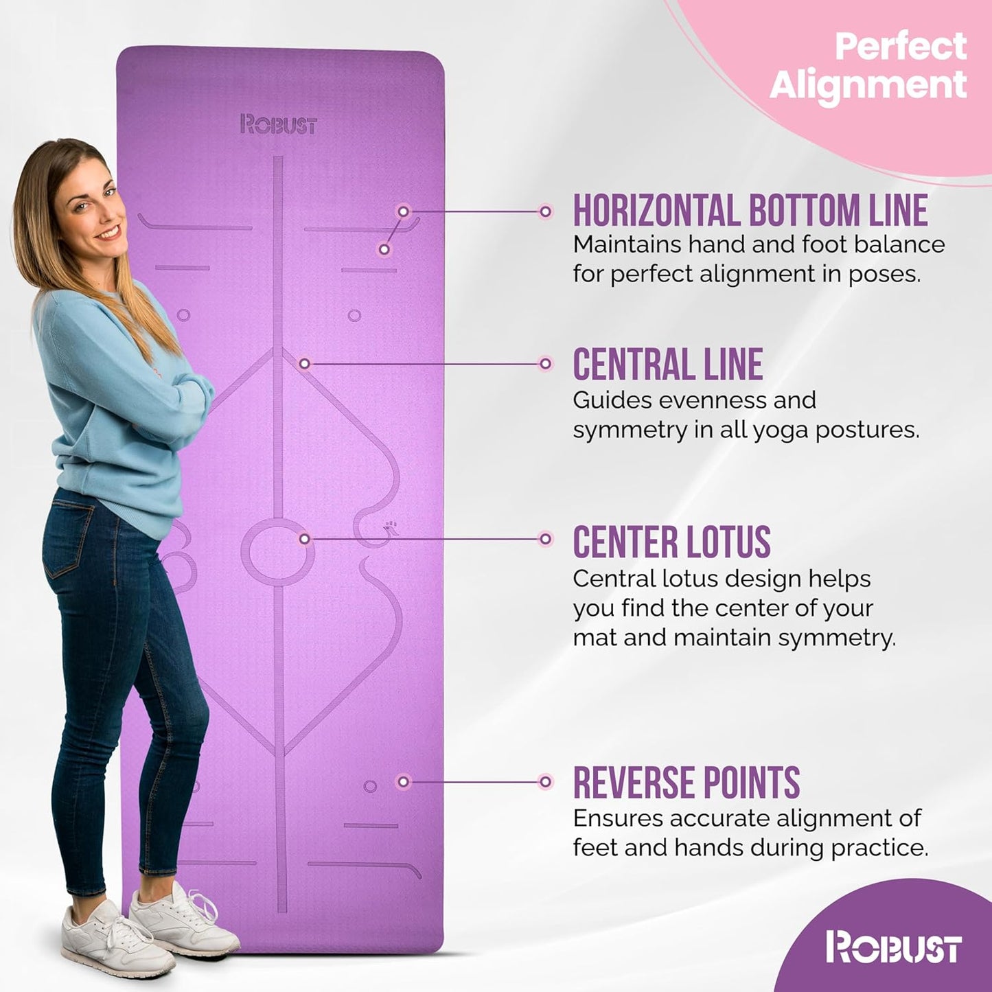 Premium Non-Slip Yoga Mat - Eco-Friendly TPE with Alignment Guide & Carrying Strap