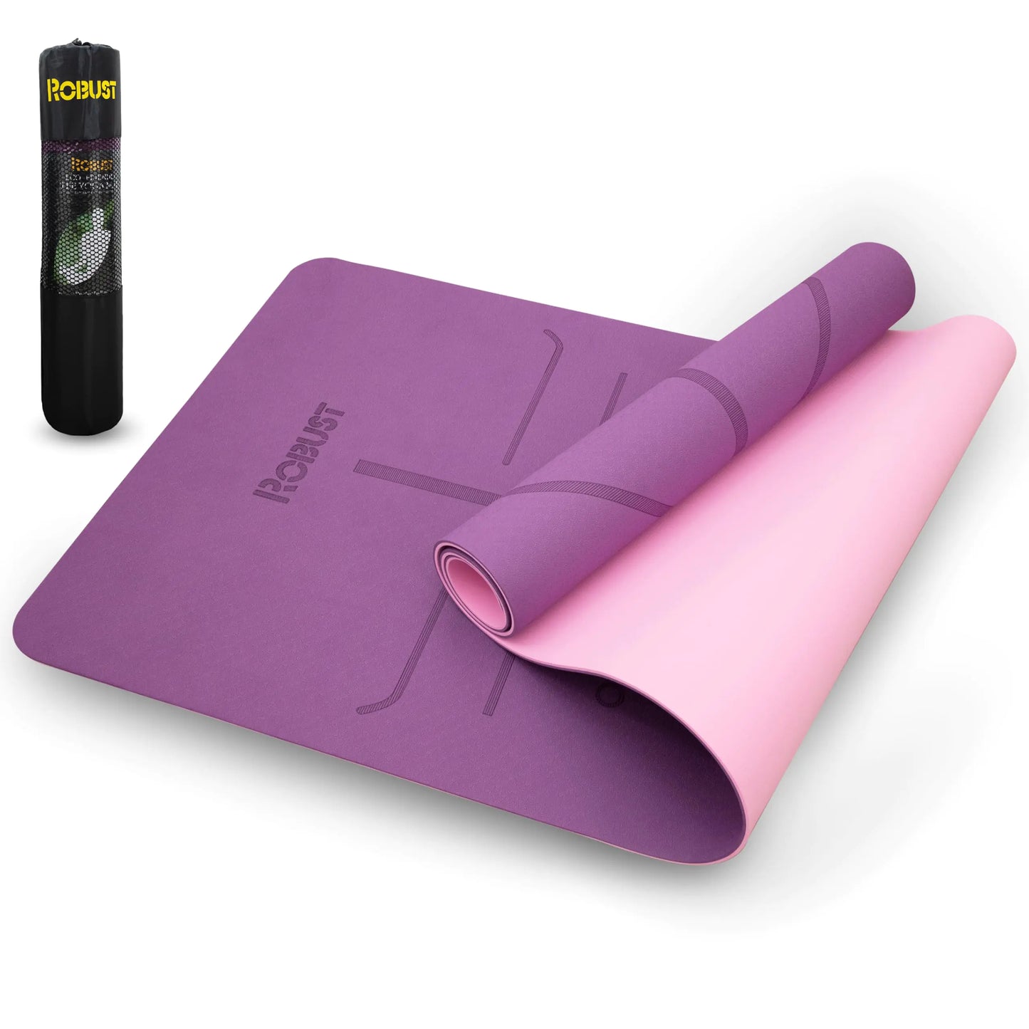 Premium Non-Slip Yoga Mat - Eco-Friendly TPE with Alignment Guide & Carrying Strap