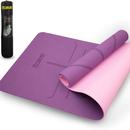 Premium Non-Slip Yoga Mat - Eco-Friendly TPE with Alignment Guide & Carrying Strap