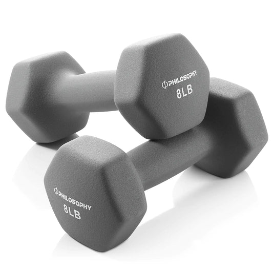 Philosophy Gym 8 lb Neoprene Hex Dumbbell Pair – 16 lb Total Hand Weights